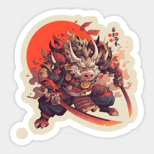 samurai boar Sticker